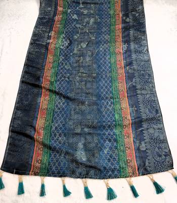 Jequared silk stall printed ethnic wear dupatta 5