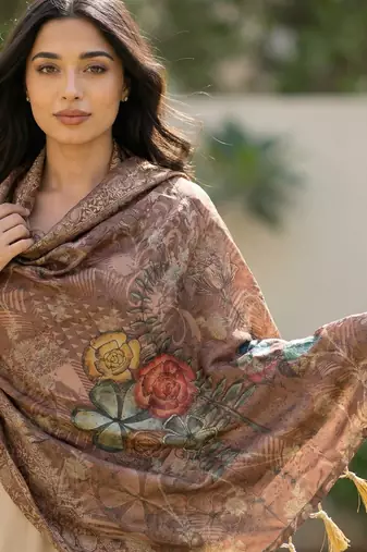 Jequared silk stall printed ethnic wear dupatta