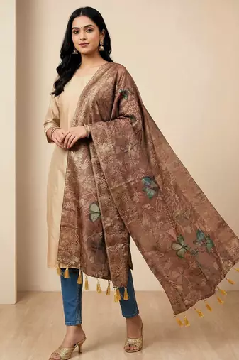 Jequared silk stall printed ethnic wear dupatta