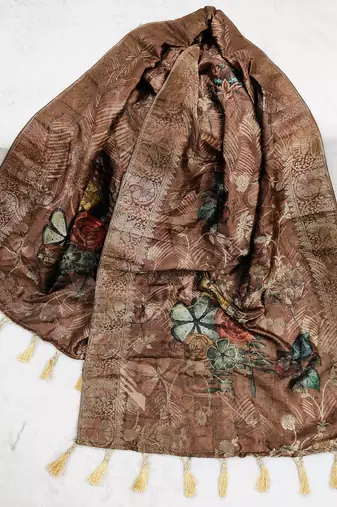 Jequared silk stall printed ethnic wear dupatta
