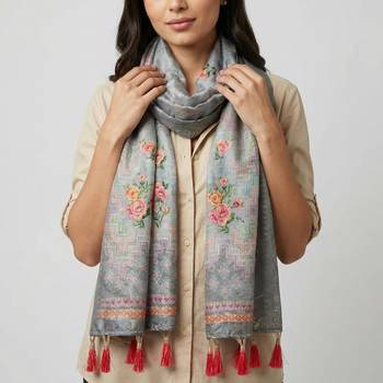 Jequared silk stall printed ethnic wear dupatta 2