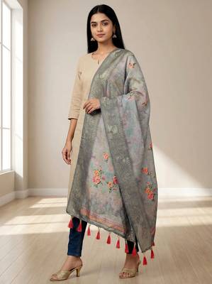 Jequared silk stall printed ethnic wear dupatta 3