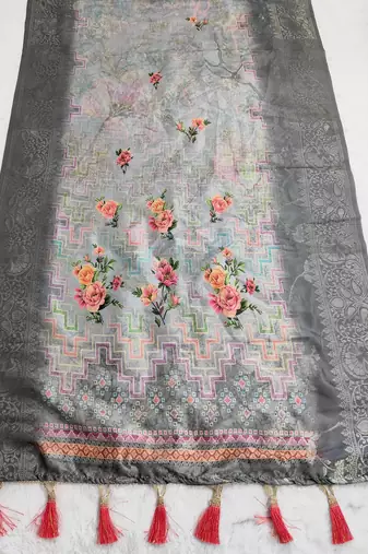 Jequared silk stall printed ethnic wear dupatta