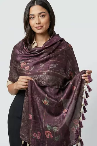 Jequared silk stall printed ethnic wear dupatta