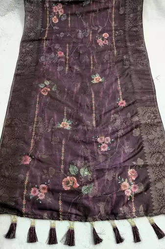 Jequared silk stall printed ethnic wear dupatta
