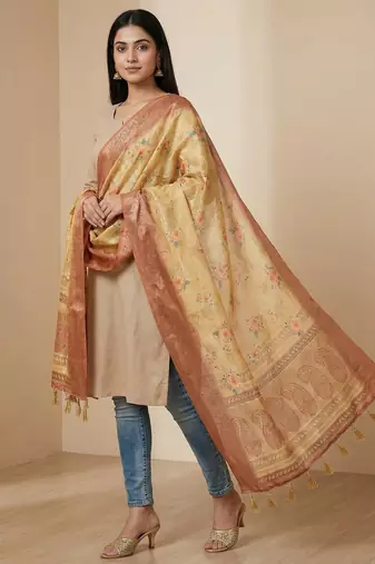 Jequared silk stall printed ethnic wear dupatta