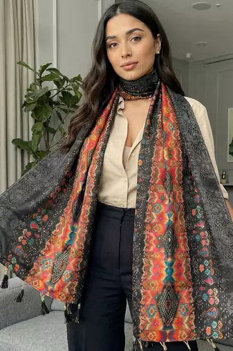 Jequared silk stall printed ethnic wear dupatta