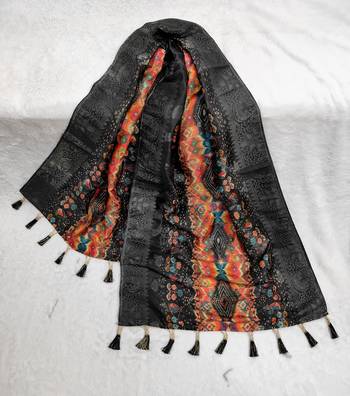 Jequared silk stall printed ethnic wear dupatta 4