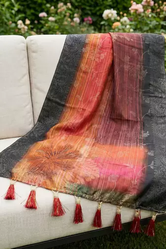 Jequared silk stall printed ethnic wear dupatta