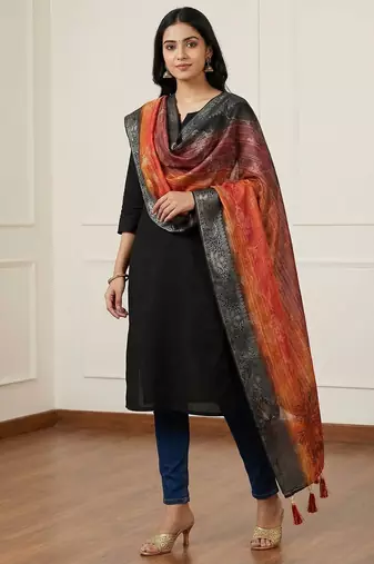 Jequared silk stall printed ethnic wear dupatta