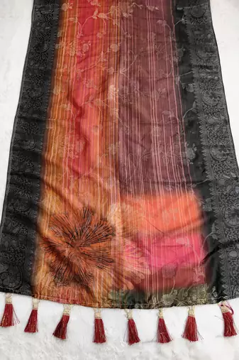 Jequared silk stall printed ethnic wear dupatta