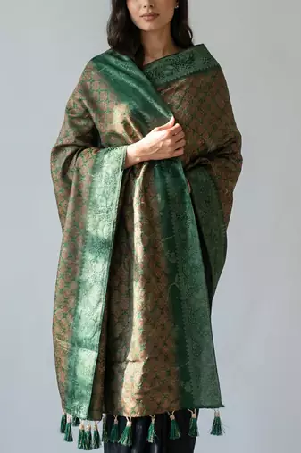 Jequared silk stall printed ethnic wear dupatta