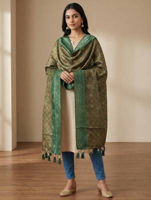 Jequared silk stall printed ethnic wear dupatta 3