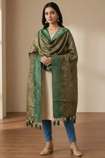 Jequared silk stall printed ethnic wear dupatta