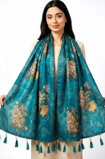 Jequared silk stall printed ethnic wear dupatta