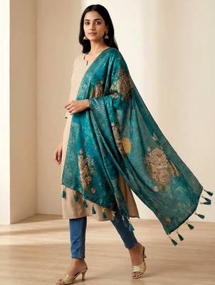 Jequared silk stall printed ethnic wear dupatta 3