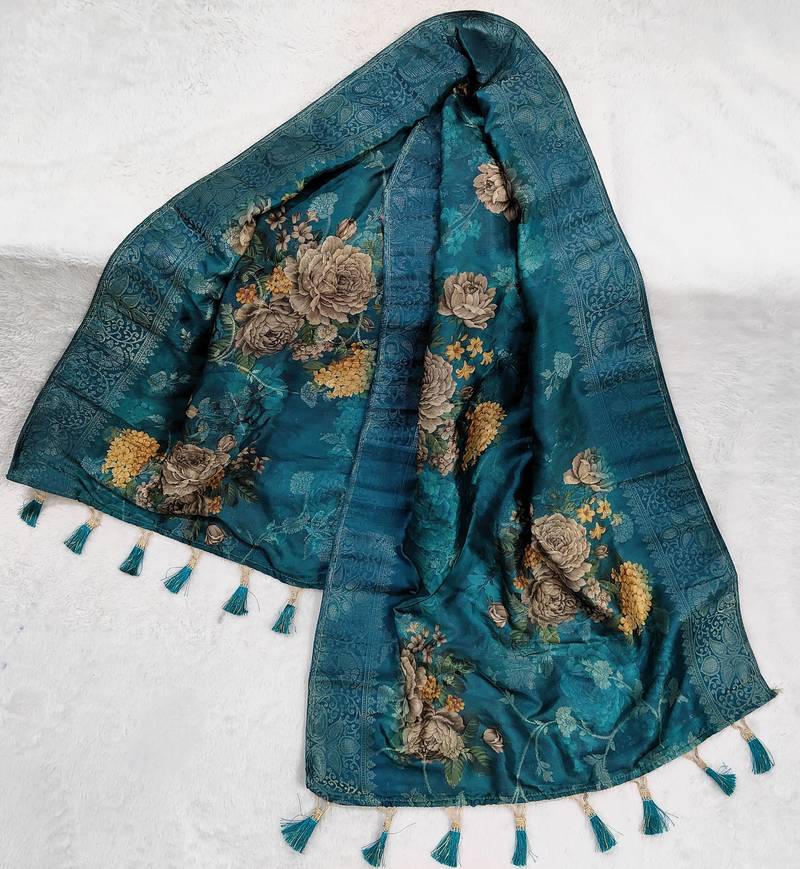 Jequared silk stall printed ethnic wear dupatta