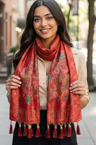 Jequared silk stall printed ethnic wear dupatta