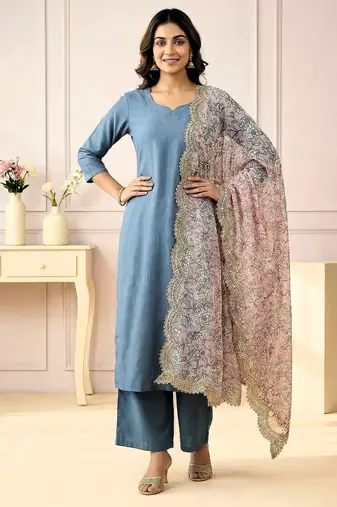 Kalamkri pink satin glass orgenza silk fabric sequnce dupatta