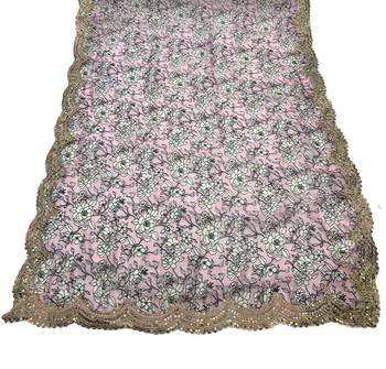 Kalamkri pink satin glass orgenza silk fabric sequnce dupatta 5