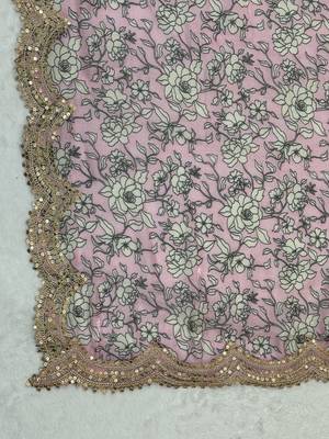 Kalamkri pink satin glass orgenza silk fabric sequnce dupatta 6