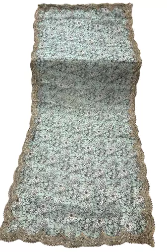Kalamkri green satin glass orgenza silk fabric sequnce dupatta