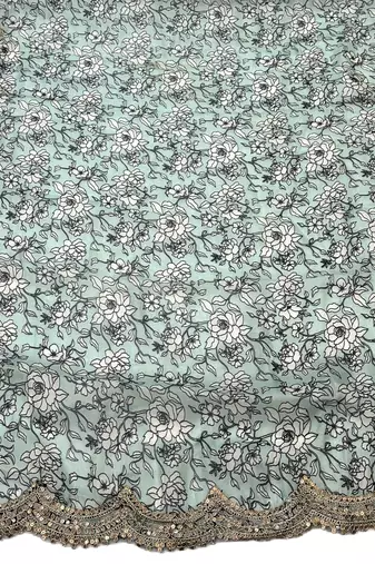 Kalamkri green satin glass orgenza silk fabric sequnce dupatta