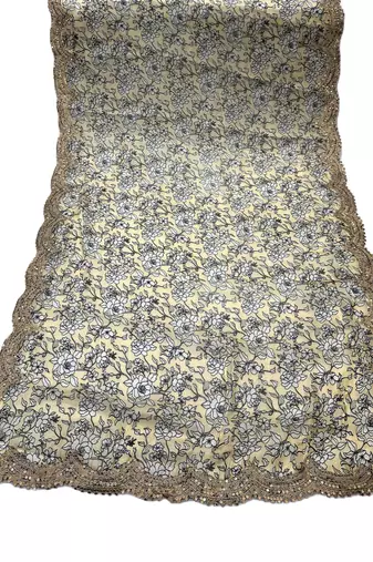 Kalamkri lemon satin glass orgenza silk fabric sequnce dupatta