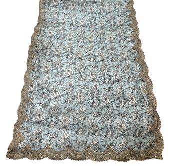 Kalamkri sky satin glass orgenza silk fabric sequnce dupatta 5