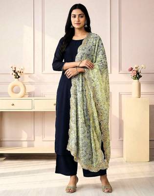 Kalamkri neon satin glass orgenza silk fabric sequnce dupatta 1