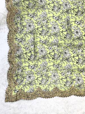 Kalamkri neon satin glass orgenza silk fabric sequnce dupatta 6