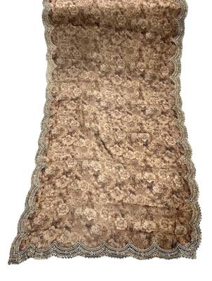 Negative printed brown satin shiney orgenza silk fabric sequnce dupatta 4