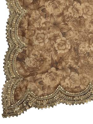 Negative printed brown satin shiney orgenza silk fabric sequnce dupatta 5