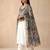 Negative printed grey satin shiney orgenza silk fabric sequnce dupatta