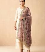 Negative printed megenta satin shiney orgenza silk fabric sequnce dupatta