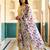 Floral printed violet colour satin orgenza silk fabric sequnce dupatta