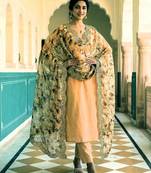 Floral printed green colour satin orgenza silk fabric sequnce dupatta