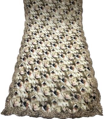 Floral printed green colour satin orgenza silk fabric sequnce dupatta 5
