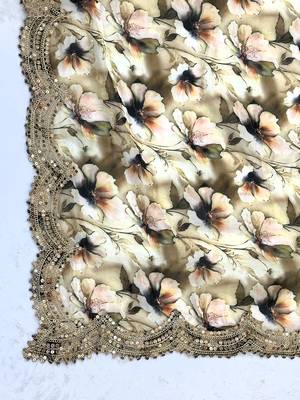 Floral printed green colour satin orgenza silk fabric sequnce dupatta 6