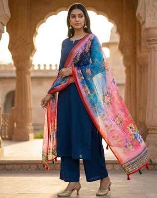Digital print lilen blend zari dupatta for women and girls to wear on gown chaniya choli kurti etc 1