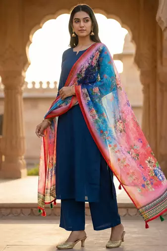 Digital print lilen blend zari dupatta for women and girls to wear on gown chaniya choli kurti etc