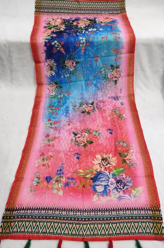 Digital print lilen blend zari dupatta for women and girls to wear on gown chaniya choli kurti etc