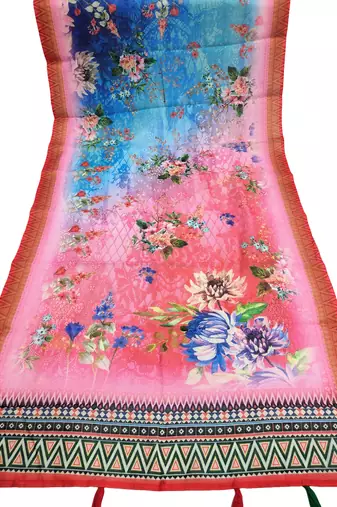 Digital print lilen blend zari dupatta for women and girls to wear on gown chaniya choli kurti etc