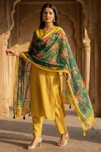 Digital print lilen blend zari dupatta for women and girls to wear on gown chaniya choli kurti etc