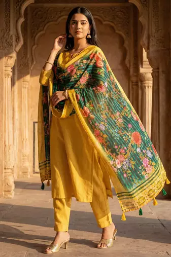 Digital print lilen blend zari dupatta for women and girls to wear on gown chaniya choli kurti etc