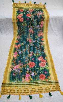 Digital print lilen blend zari dupatta for women and girls to wear on gown chaniya choli kurti etc 3