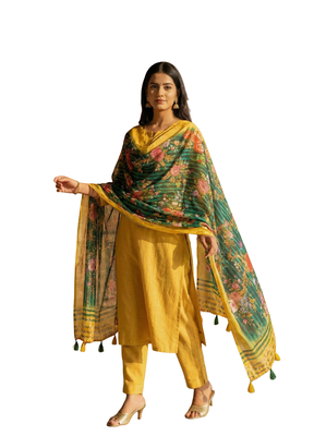 Digital print lilen blend zari dupatta for women and girls to wear on gown chaniya choli kurti etc 5