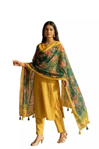 Digital print lilen blend zari dupatta for women and girls to wear on gown chaniya choli kurti etc