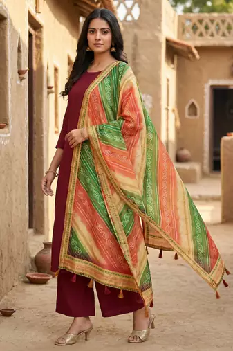 Digital print lilen blend zari dupatta for women and girls to wear on gown chaniya choli kurti etc