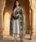Digital print lilen blend zari dupatta for women and girls to wear on gown chaniya choli kurti etc